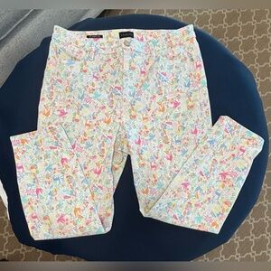 TALBOTS Size 12 Jeans Light Shades of Pink, Orange, Blue Animals/Nature Pattern